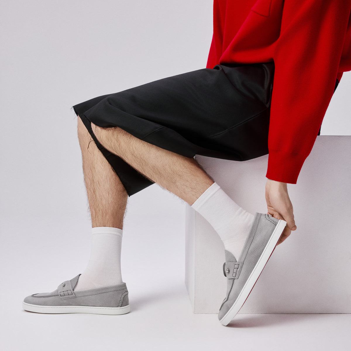 Christian Louboutin Chambeliboat Men Shoes | Color Grey