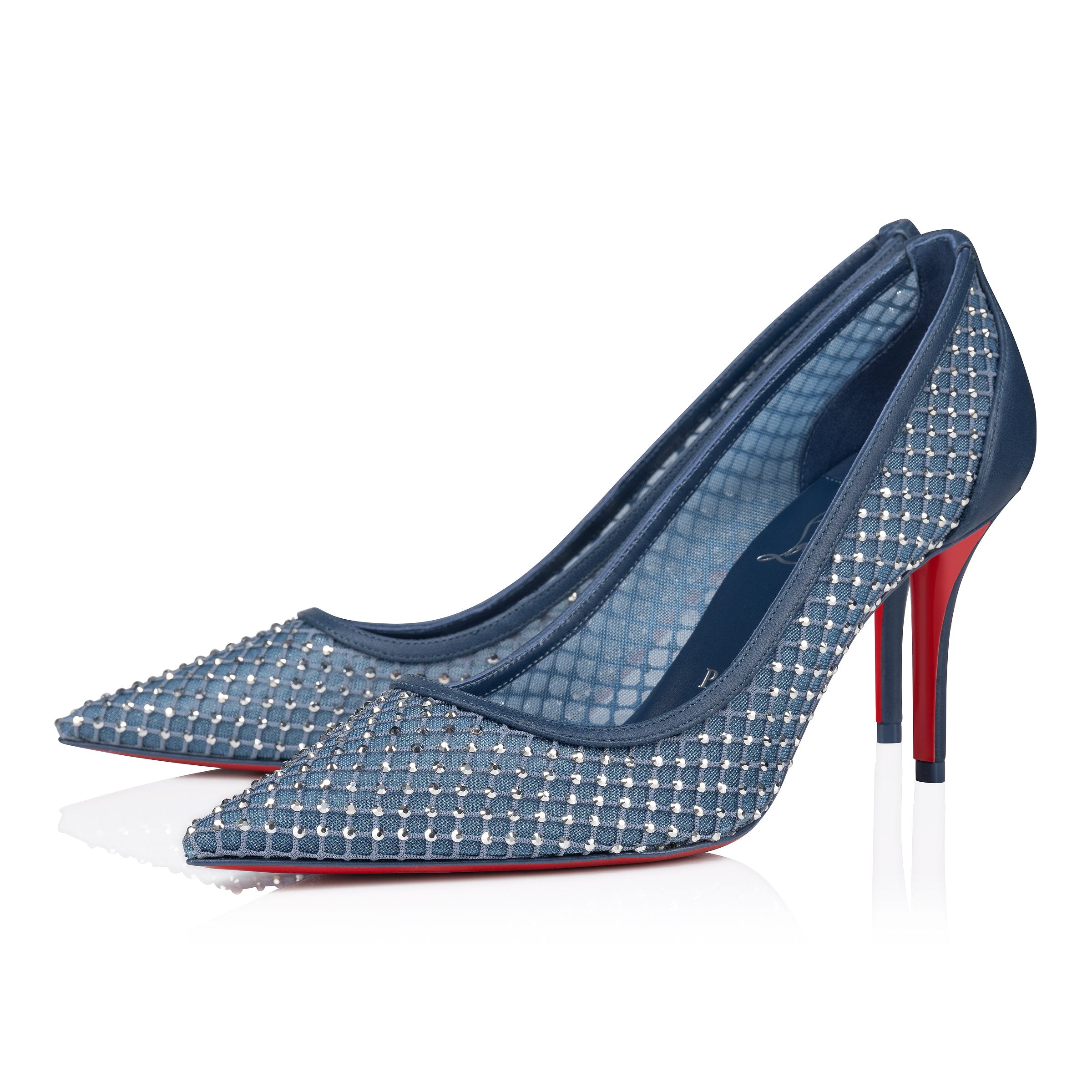 Christian Louboutin Apostropha Mesh Strass Women Shoes | Color Blue