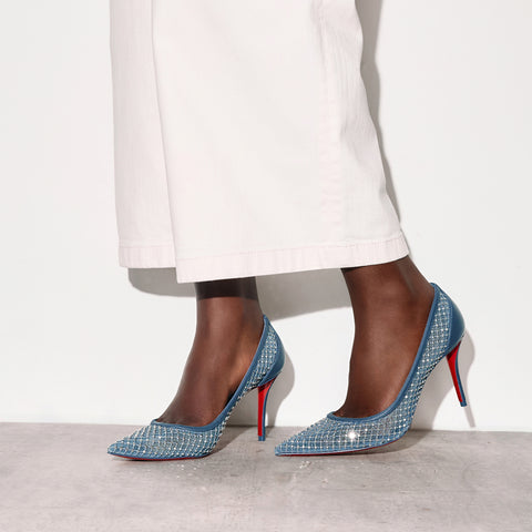 Christian Louboutin Apostropha Mesh Strass Women Shoes | Color Blue