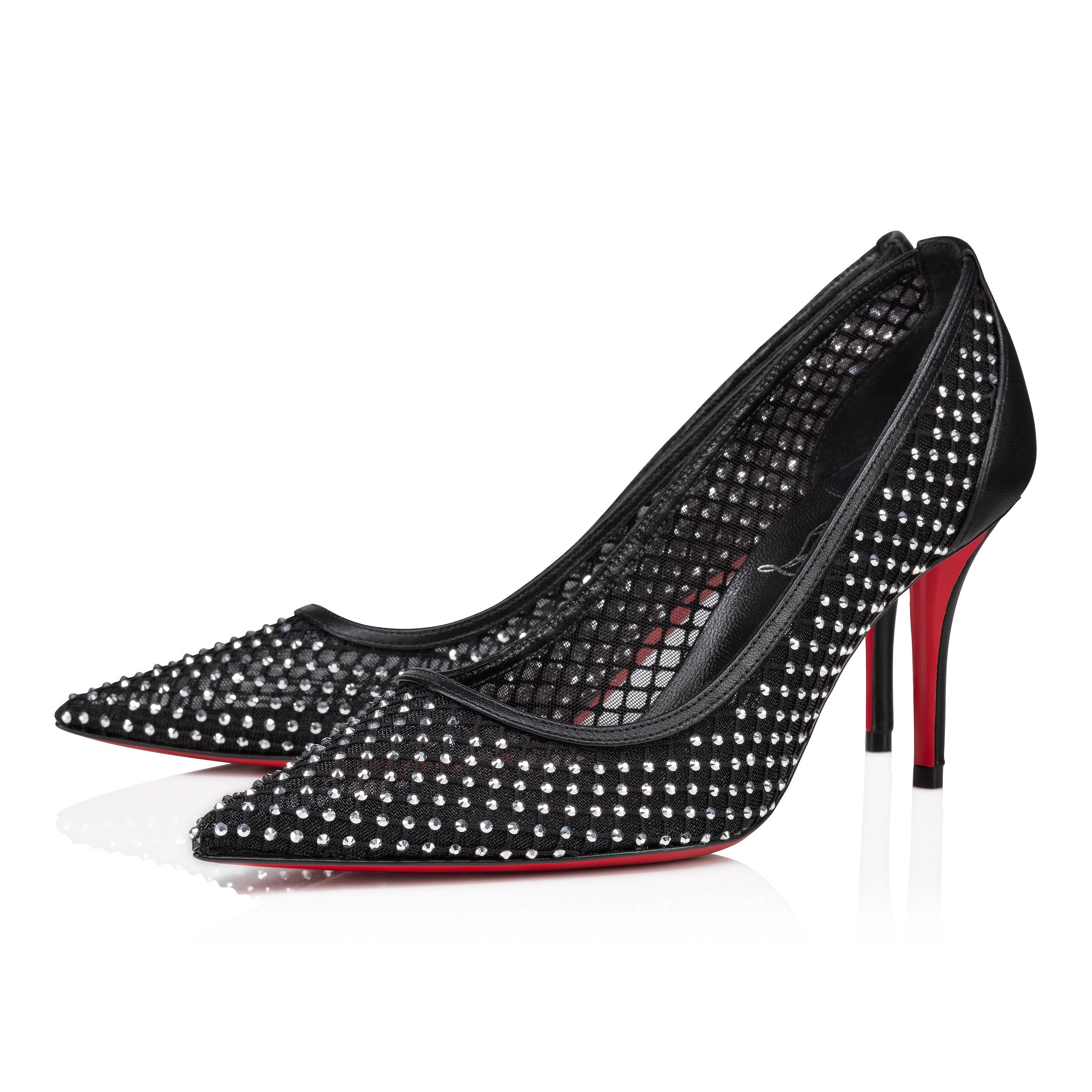 Christian Louboutin Apostropha Mesh Strass Women Shoes | Color Black