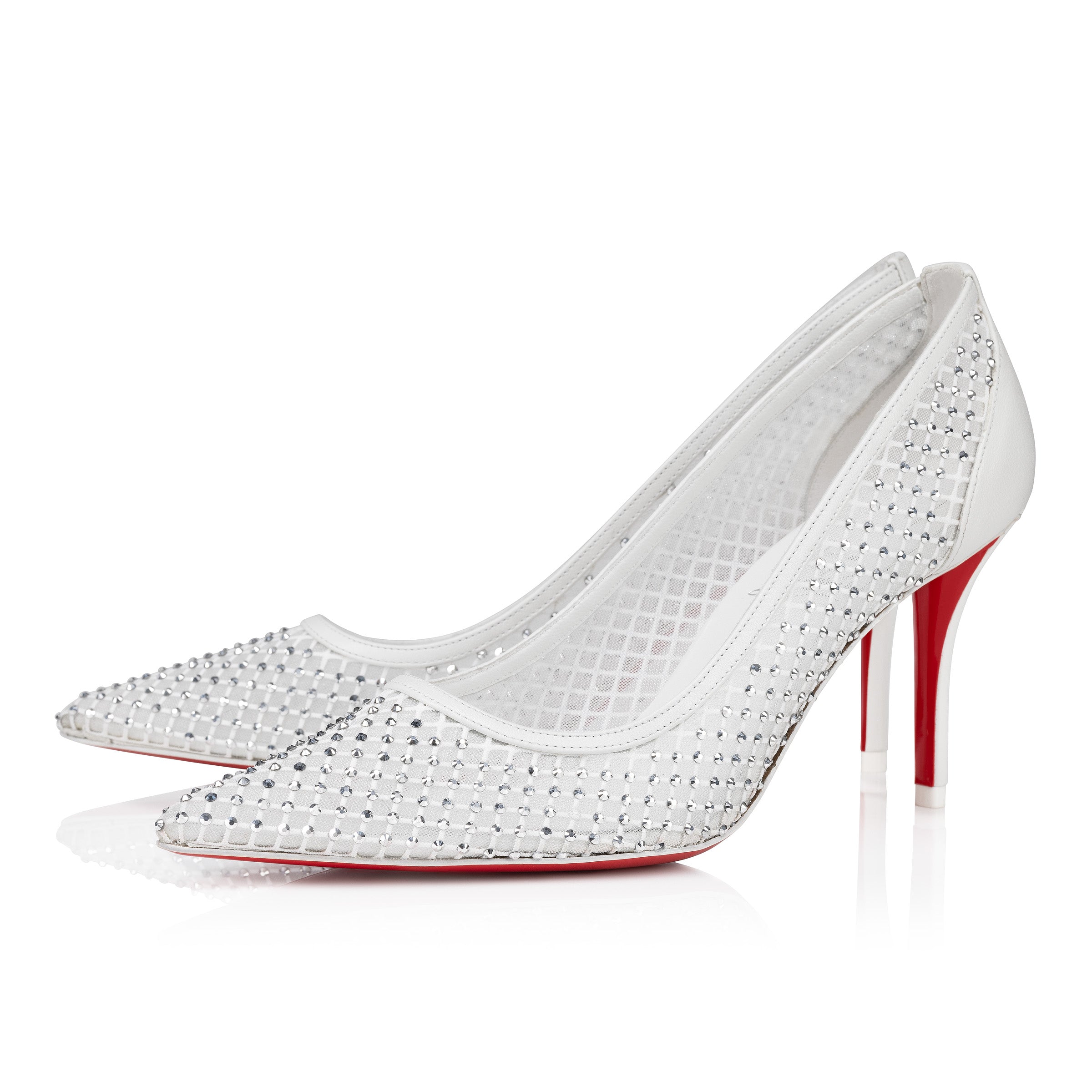 Christian Louboutin Apostropha Mesh Strass Women Shoes | Color White