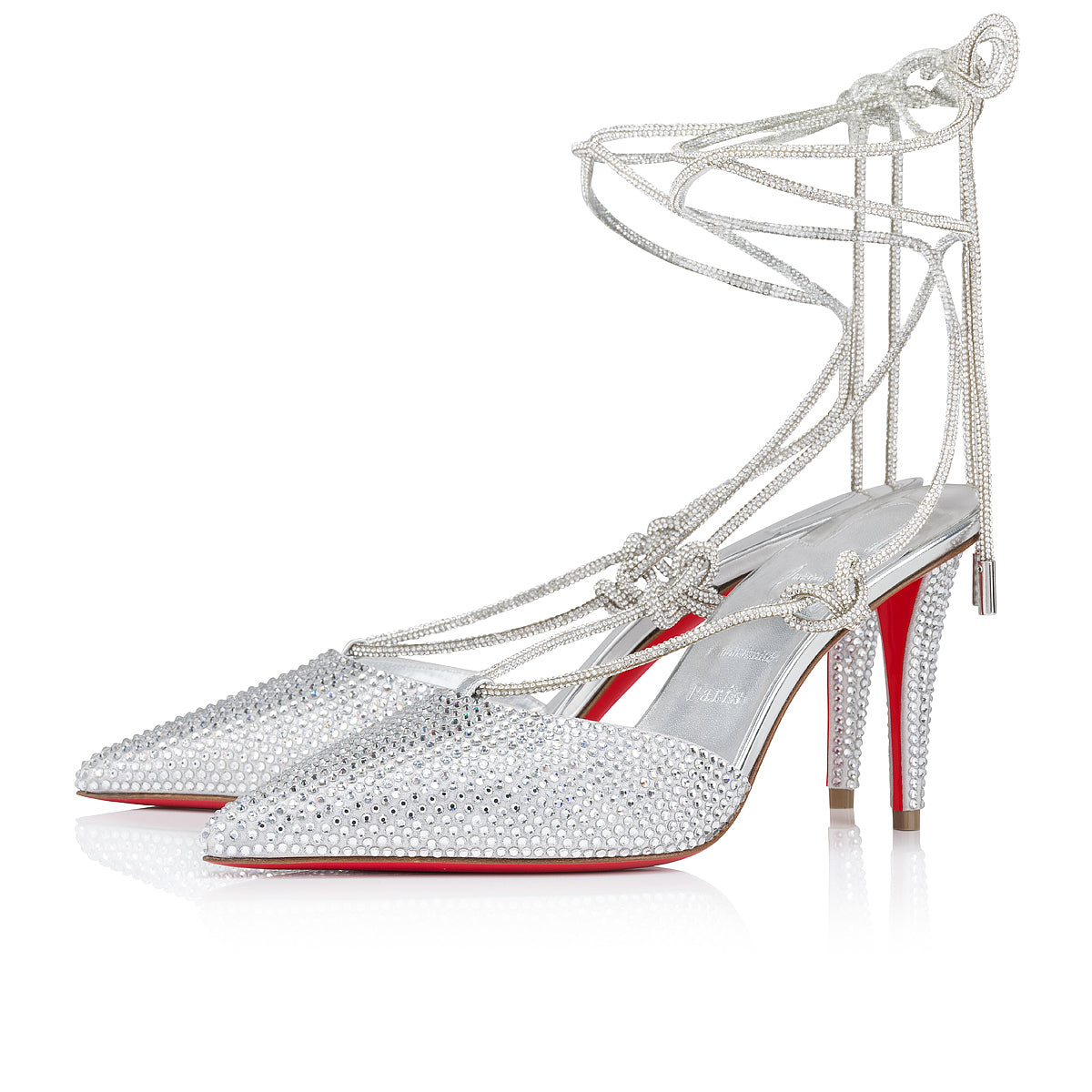 Christian Louboutin Astrid Lace Strassita Women Shoes | Color Silver