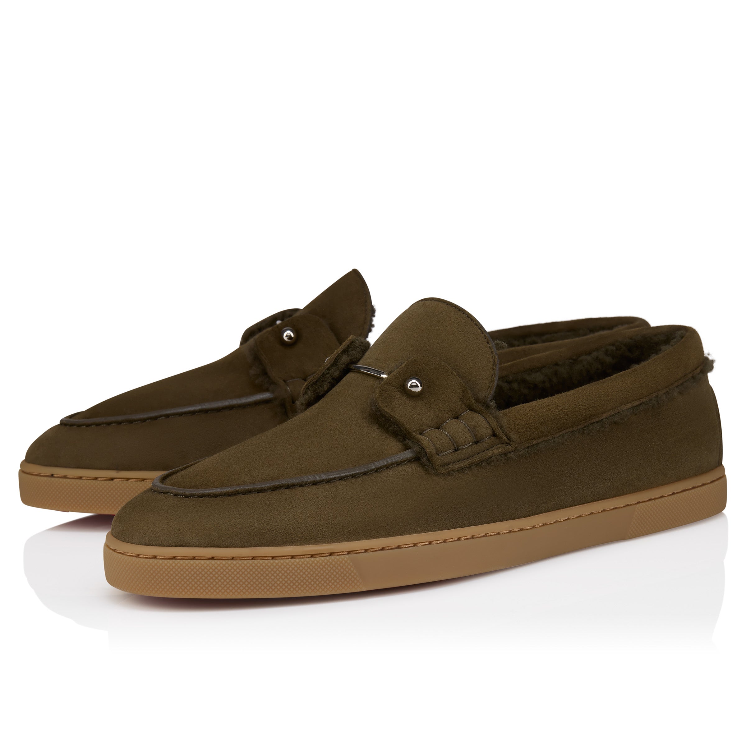 Christian Louboutin Chambeliboat Shearling Men Shoes | Color Bronze
