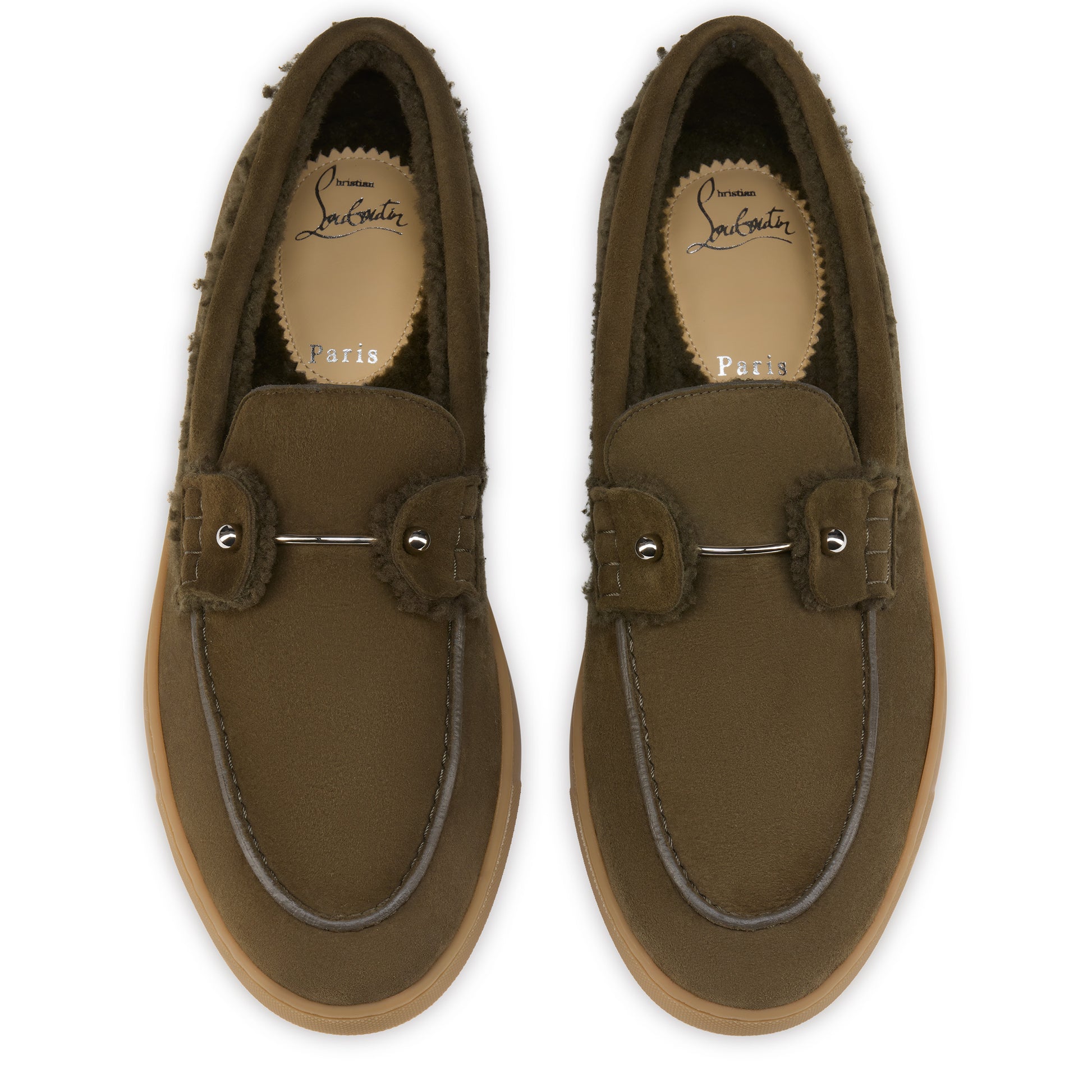 Christian Louboutin Chambeliboat Shearling Men Shoes | Color Bronze