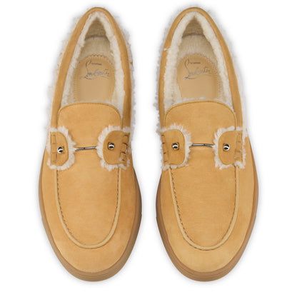 Christian Louboutin Chambeliboat Shearling Men Shoes | Color Brown