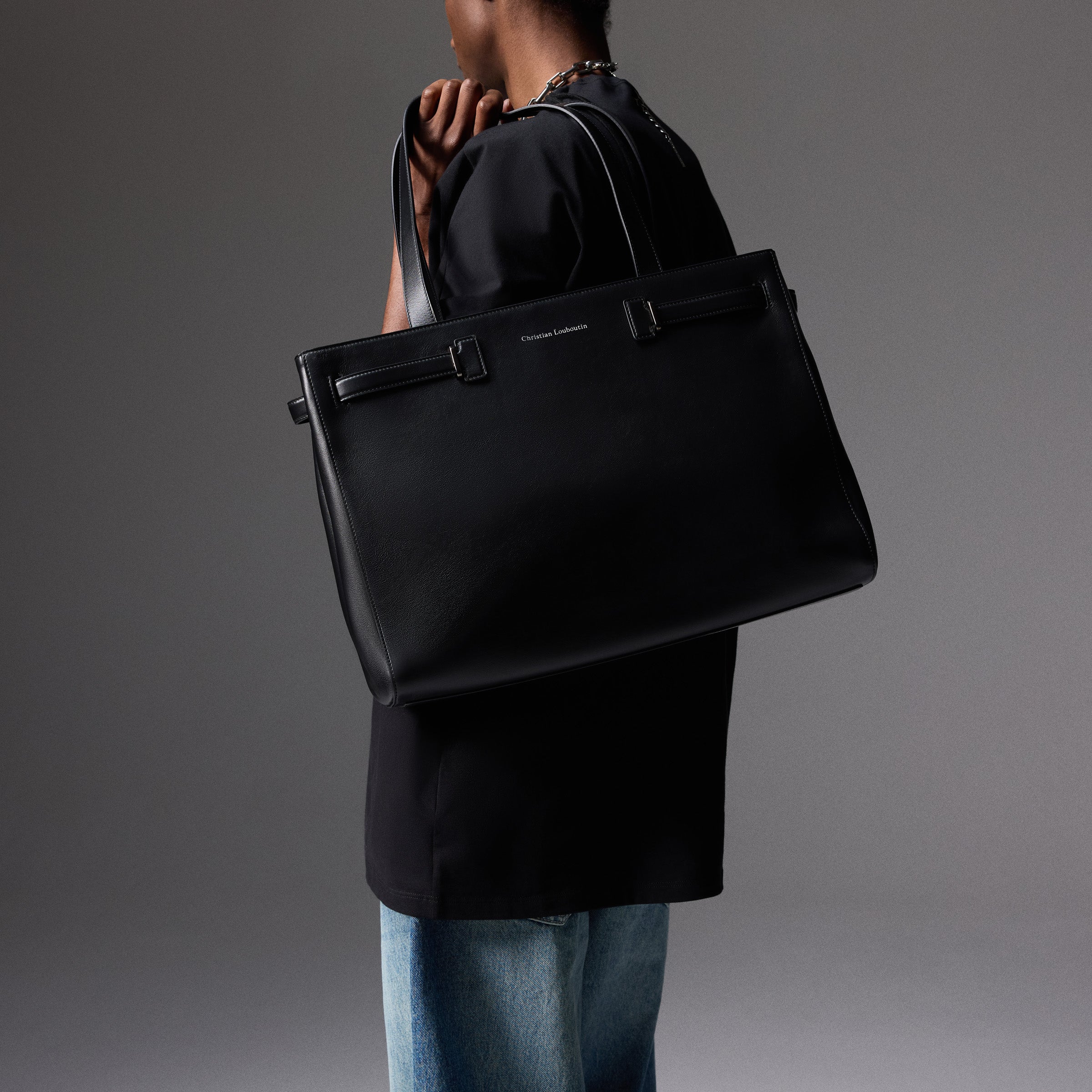 Christian Louboutin Djanis Tote E/W Men Bags | Color Black