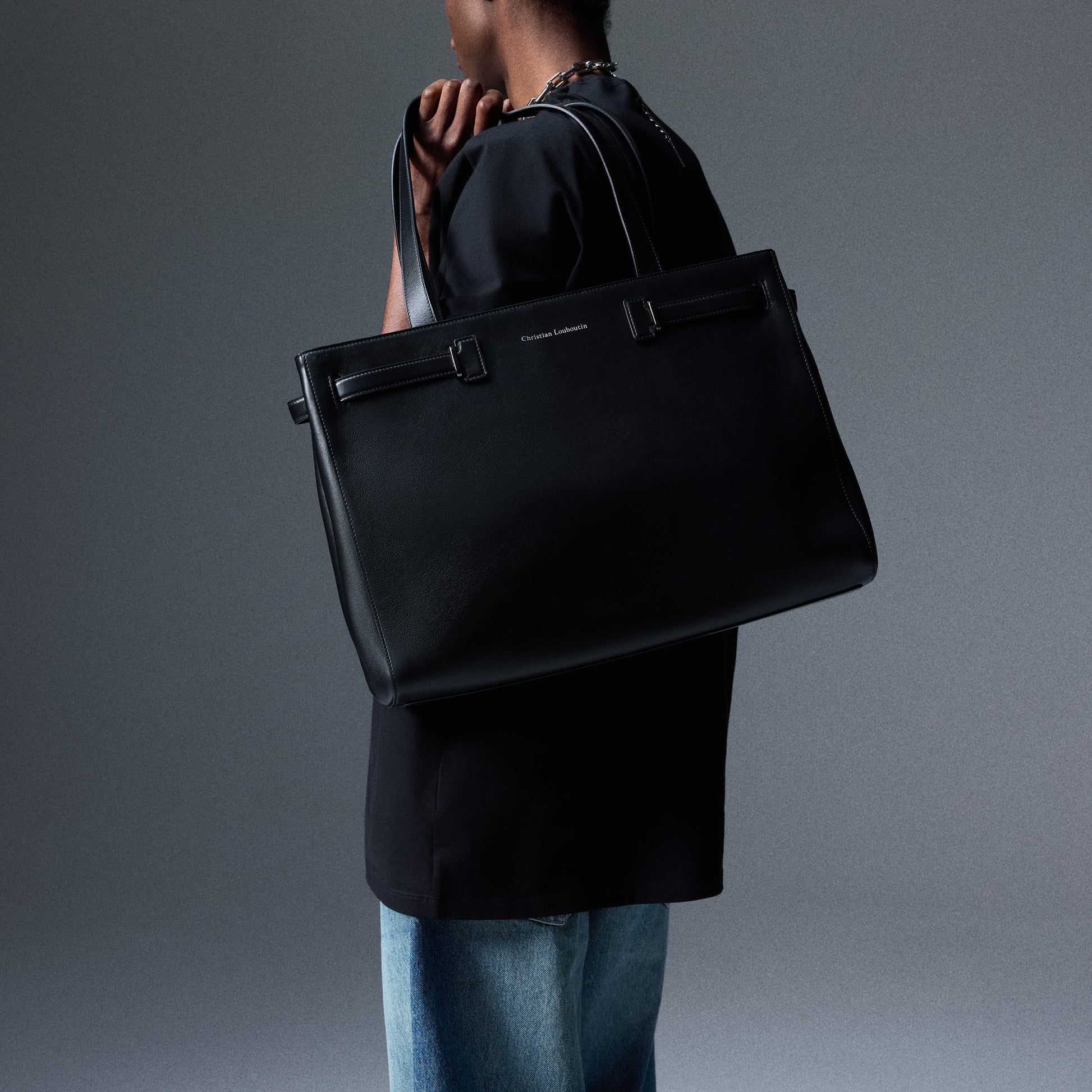 Christian Louboutin Djanis Tote E/W Men Bags | Color Black