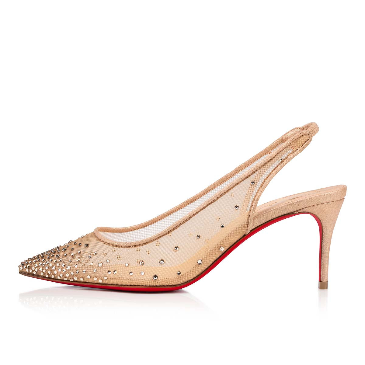 Christian Louboutin Follies Strass Sling Women Shoes | Color Beige