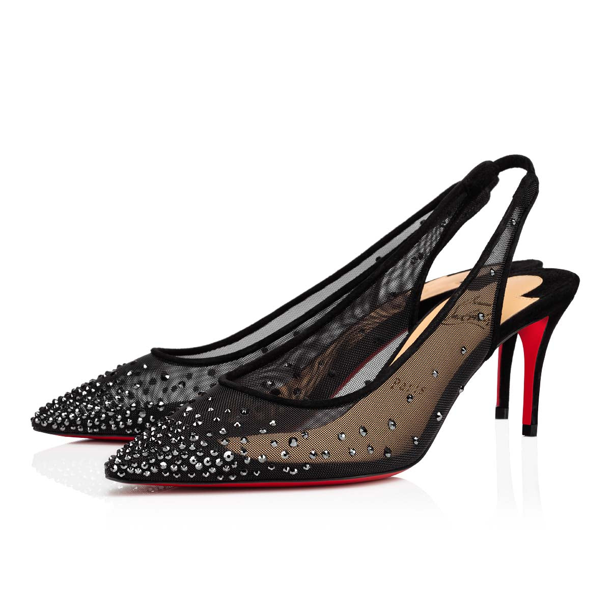 Christian Louboutin Follies Strass Sling Women Shoes | Color Black