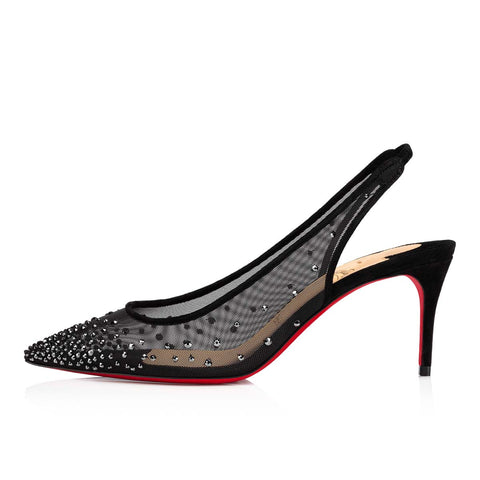 Christian Louboutin Follies Strass Sling Women Shoes | Color Black