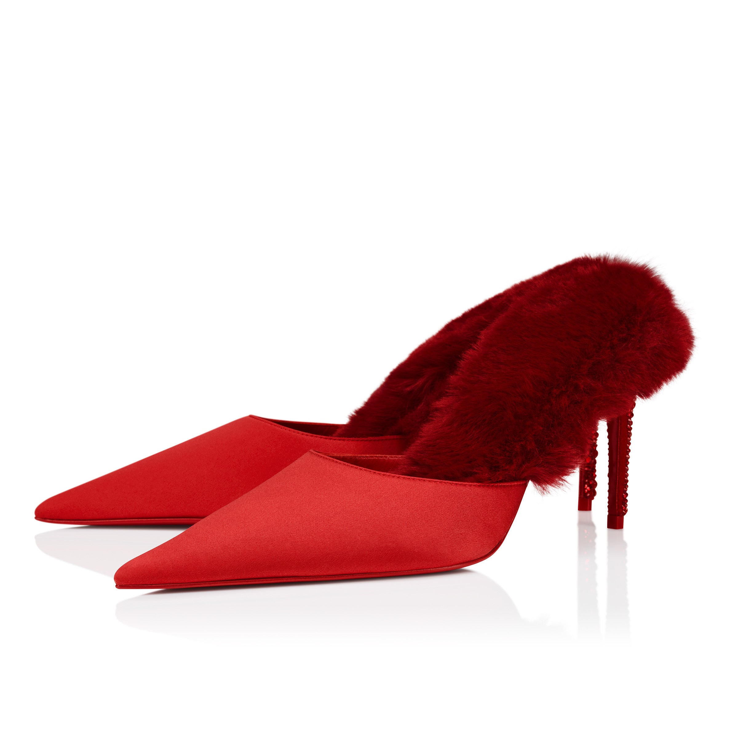 Christian Louboutin Km Fur Women Shoes | Color Red