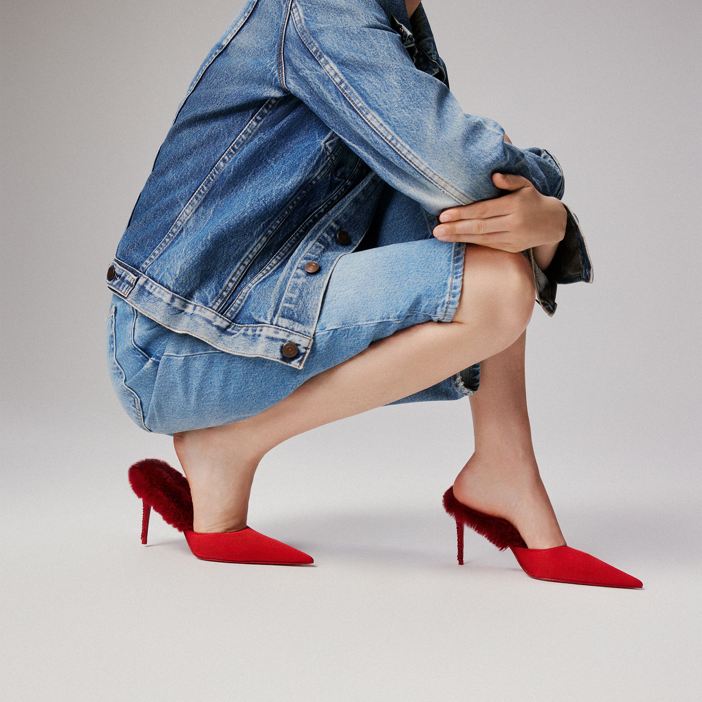 Christian Louboutin Km Fur Women Shoes | Color Red