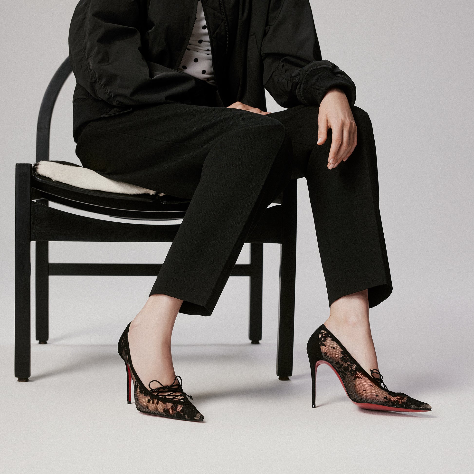 Christian Louboutin Km Lace Women Shoes | Color Black