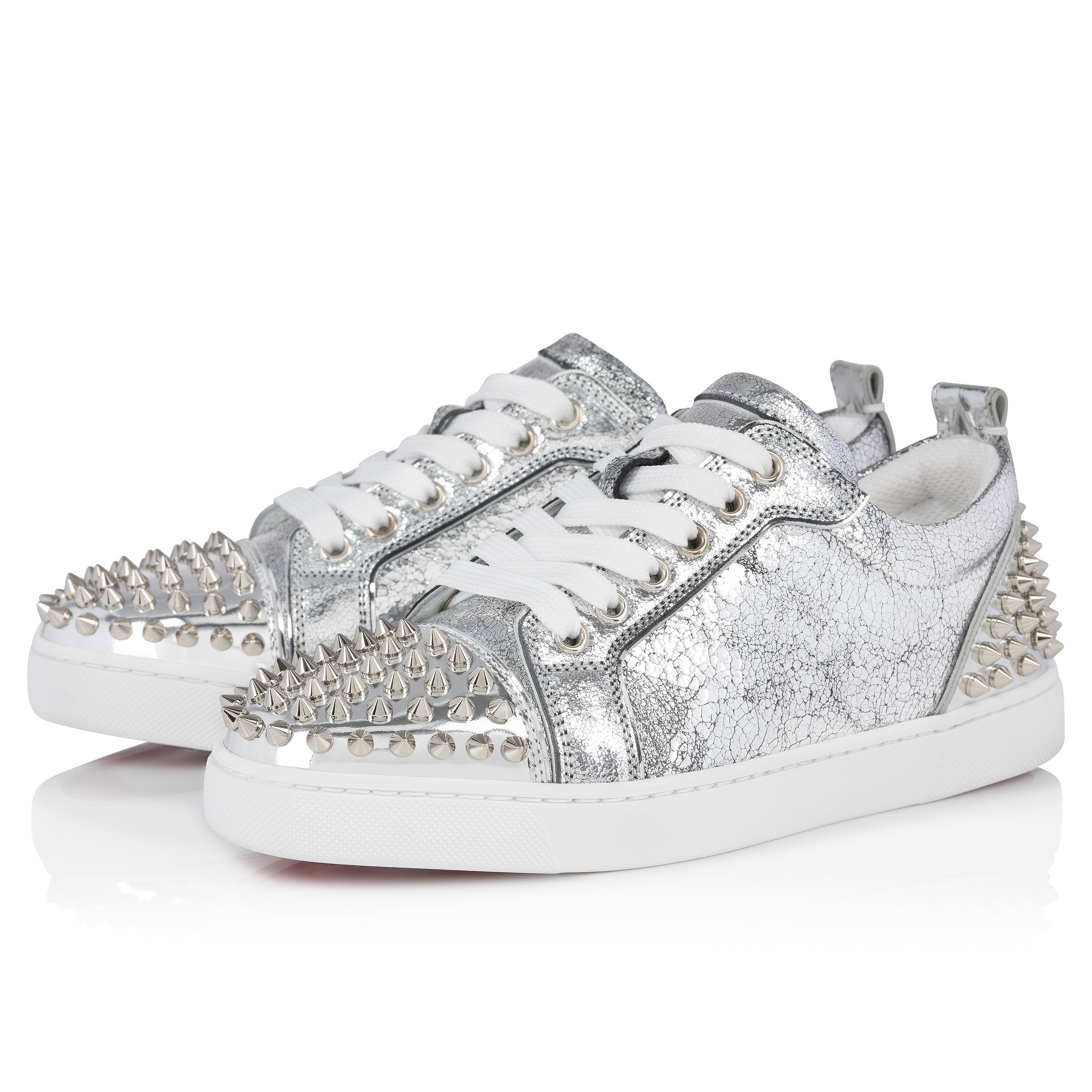 Christian Louboutin Louise Junior Spikes Women Shoes | Color Silver