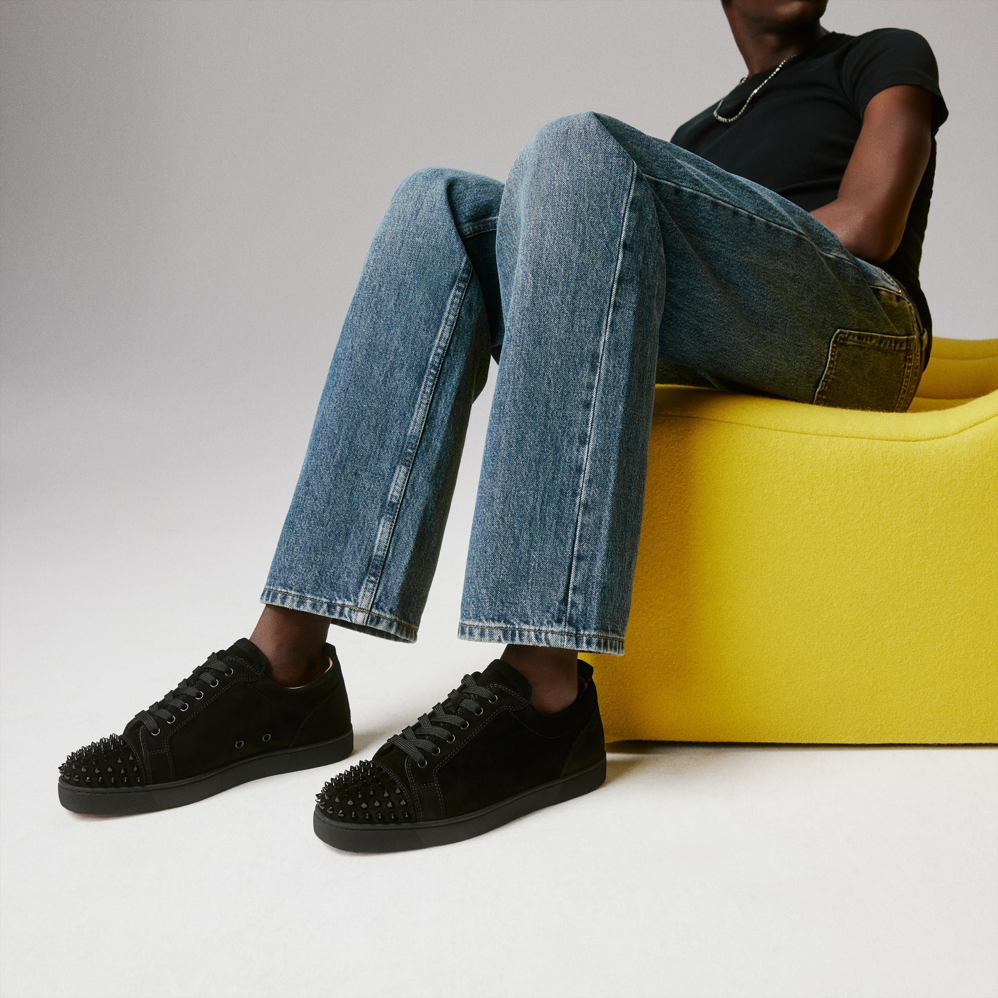 Christian Louboutin Louis Junior Spikes Men Shoes | Color Black