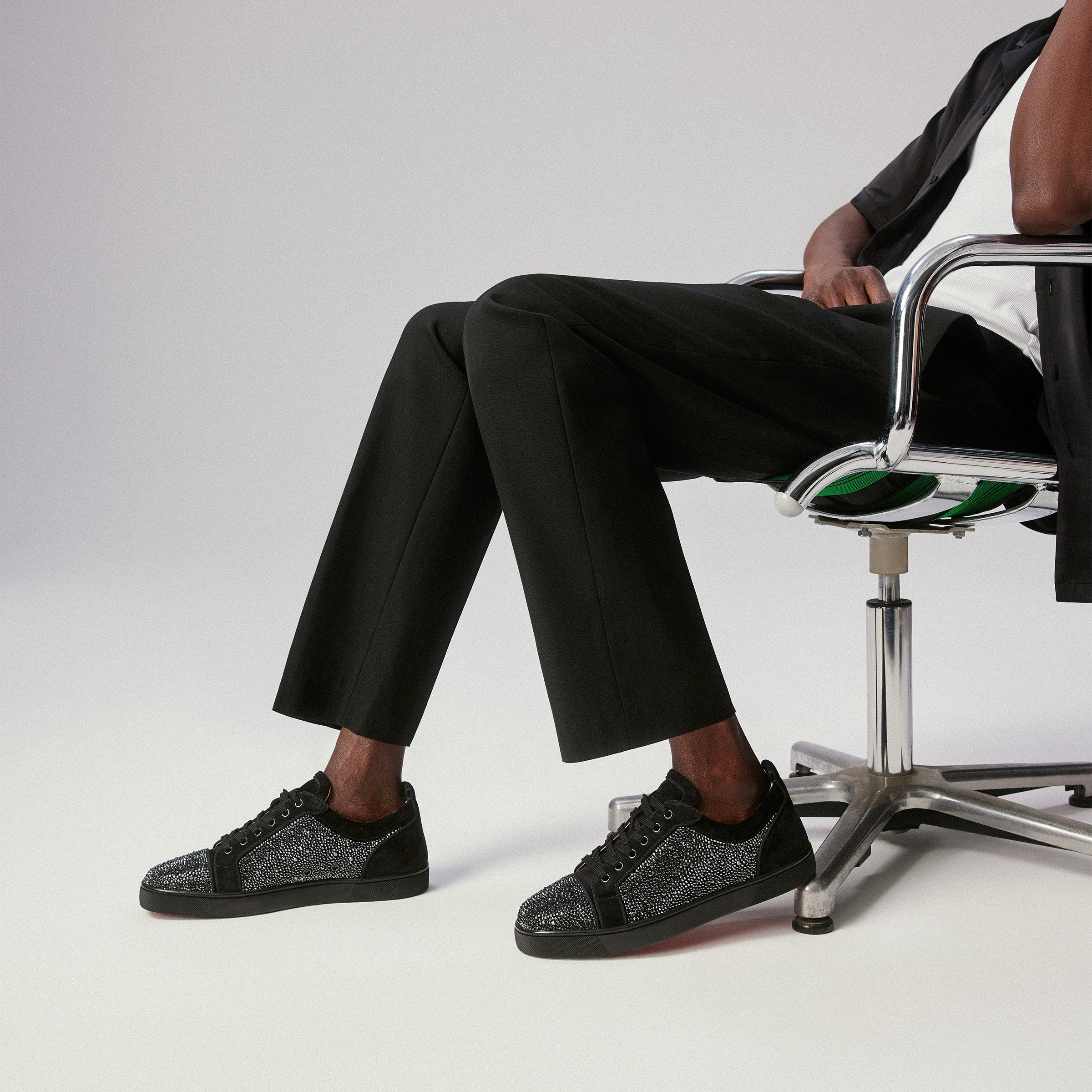 Christian Louboutin Louis Junior Strass Men Shoes | Color Black