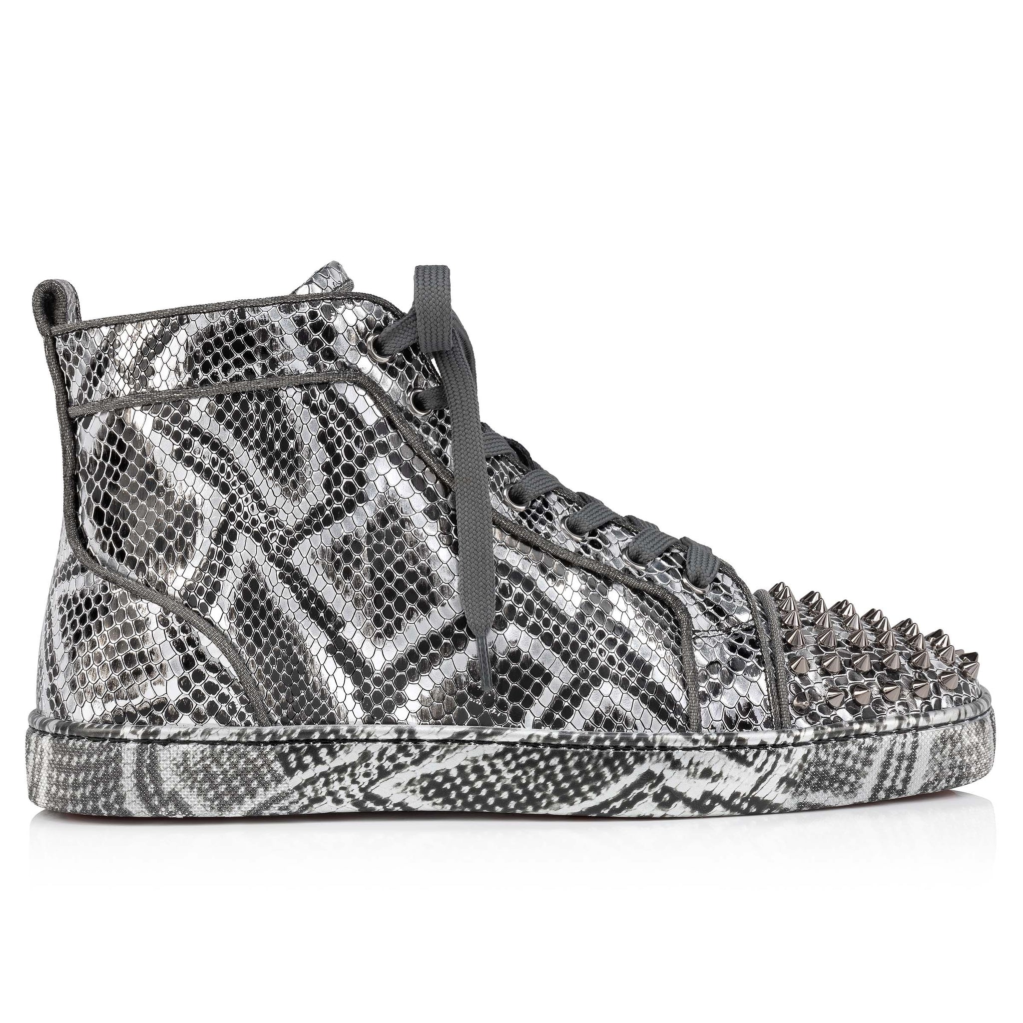 Christian Louboutin Lou Spikes Men Shoes Color Silver