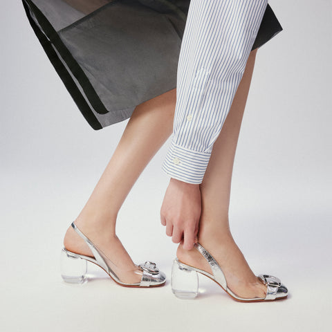 Christian Louboutin Minny Bubble Sling Women Shoes | Color Silver
