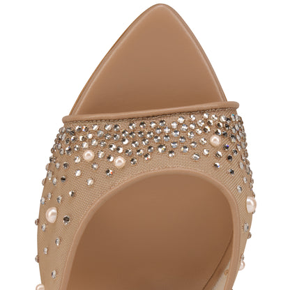 Christian Louboutin Miss Z Mule Degrasstrass Perla Women Shoes | Color Beige