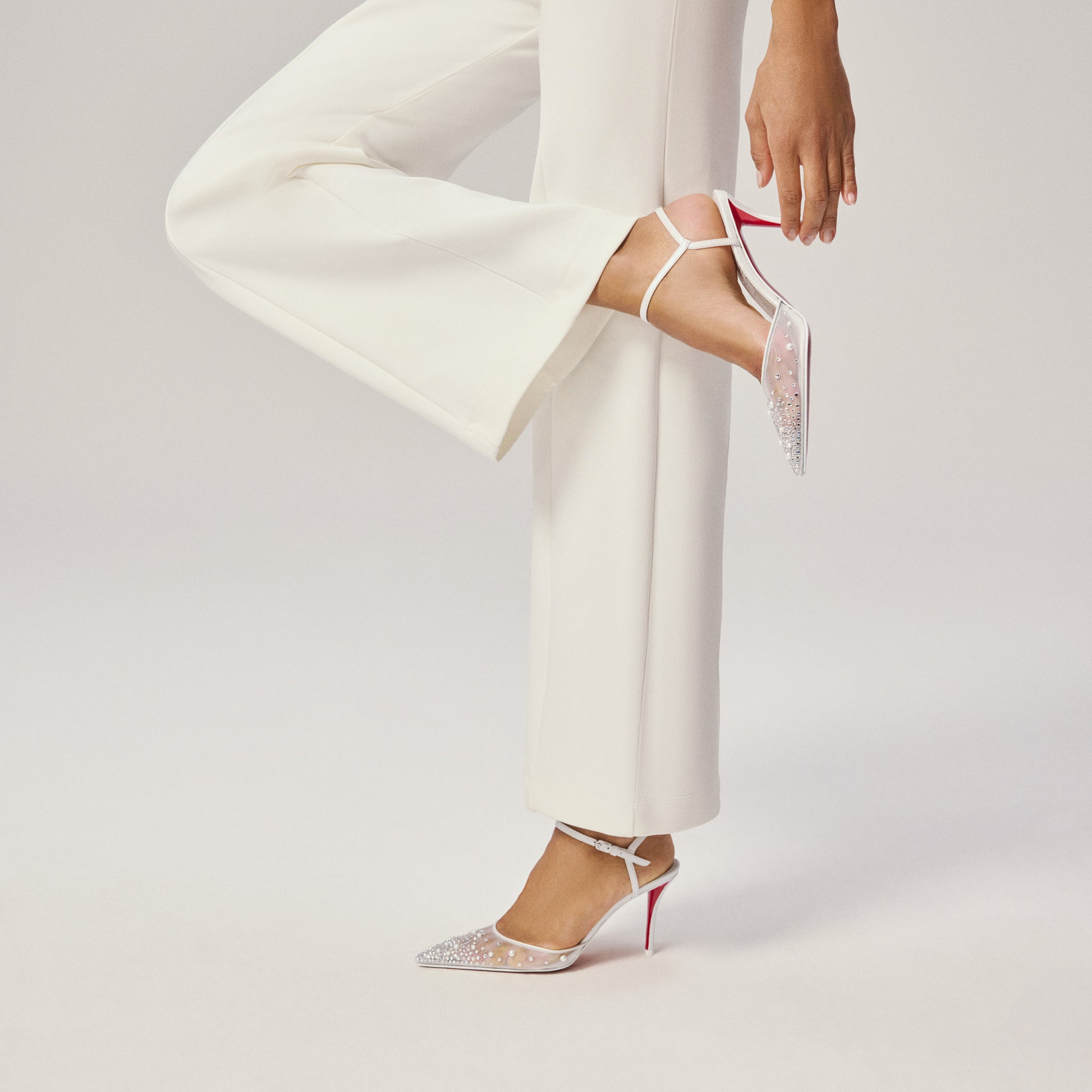 Christian Louboutin Miss Z Riviera Strass Women Shoes | Color White