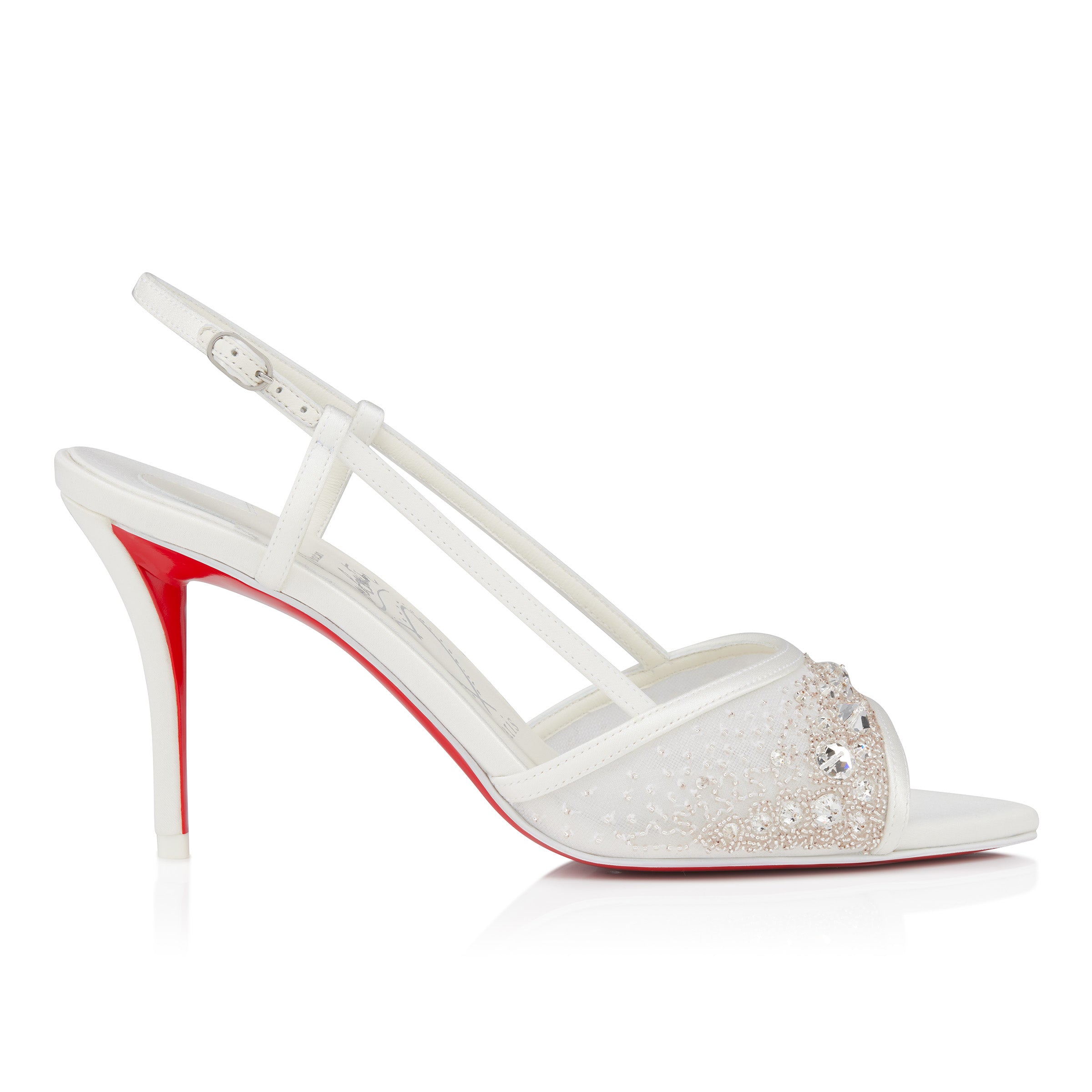 Christian Louboutin Miss Z Sandal Sling Sparkling Women Shoes | Color White