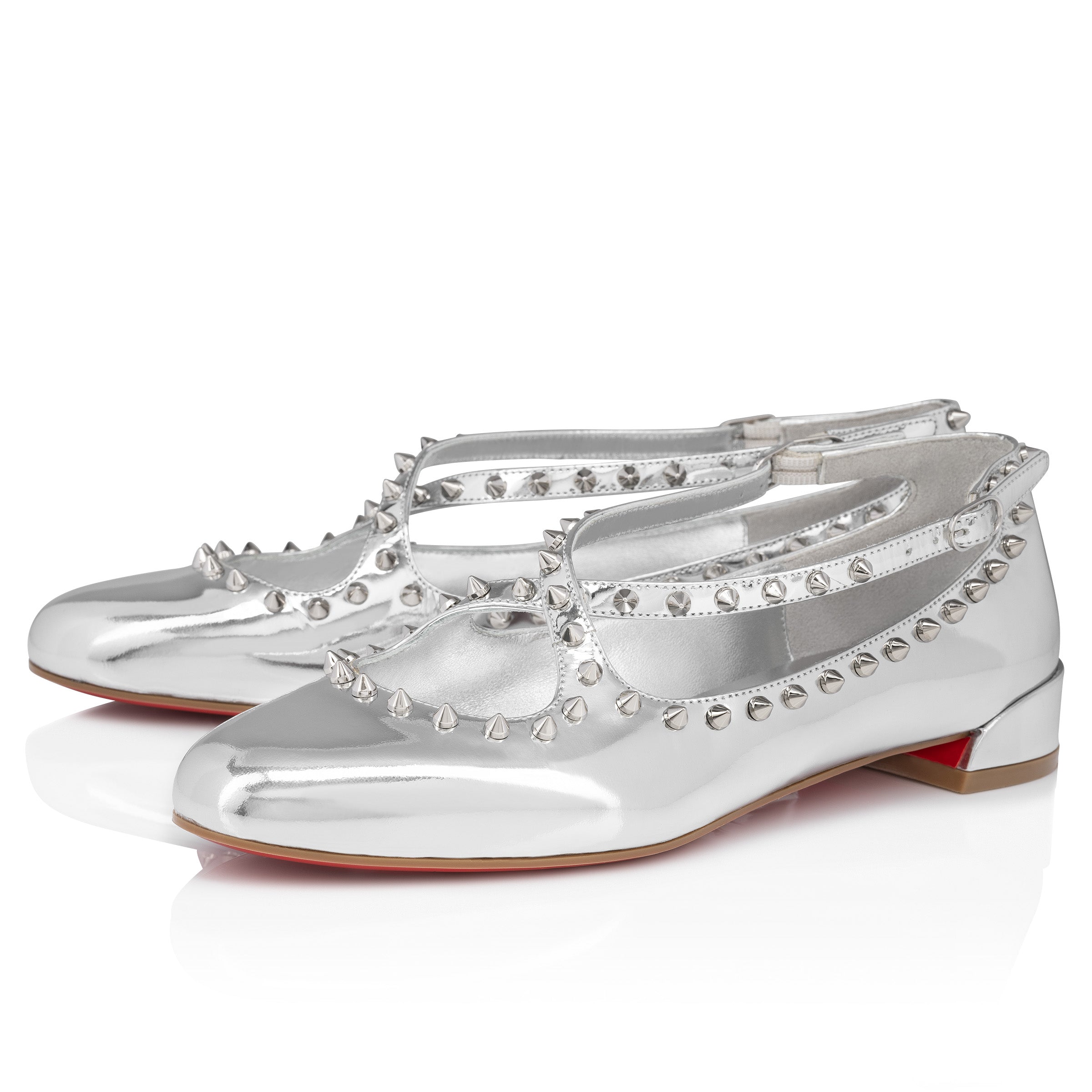 Christian Louboutin Pilouta Jane Spikes Women Shoes | Color Silver