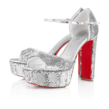 Load image into Gallery viewer, Christian Louboutin Sandaloo Mini Paillettes Women Shoes | Color Silver
