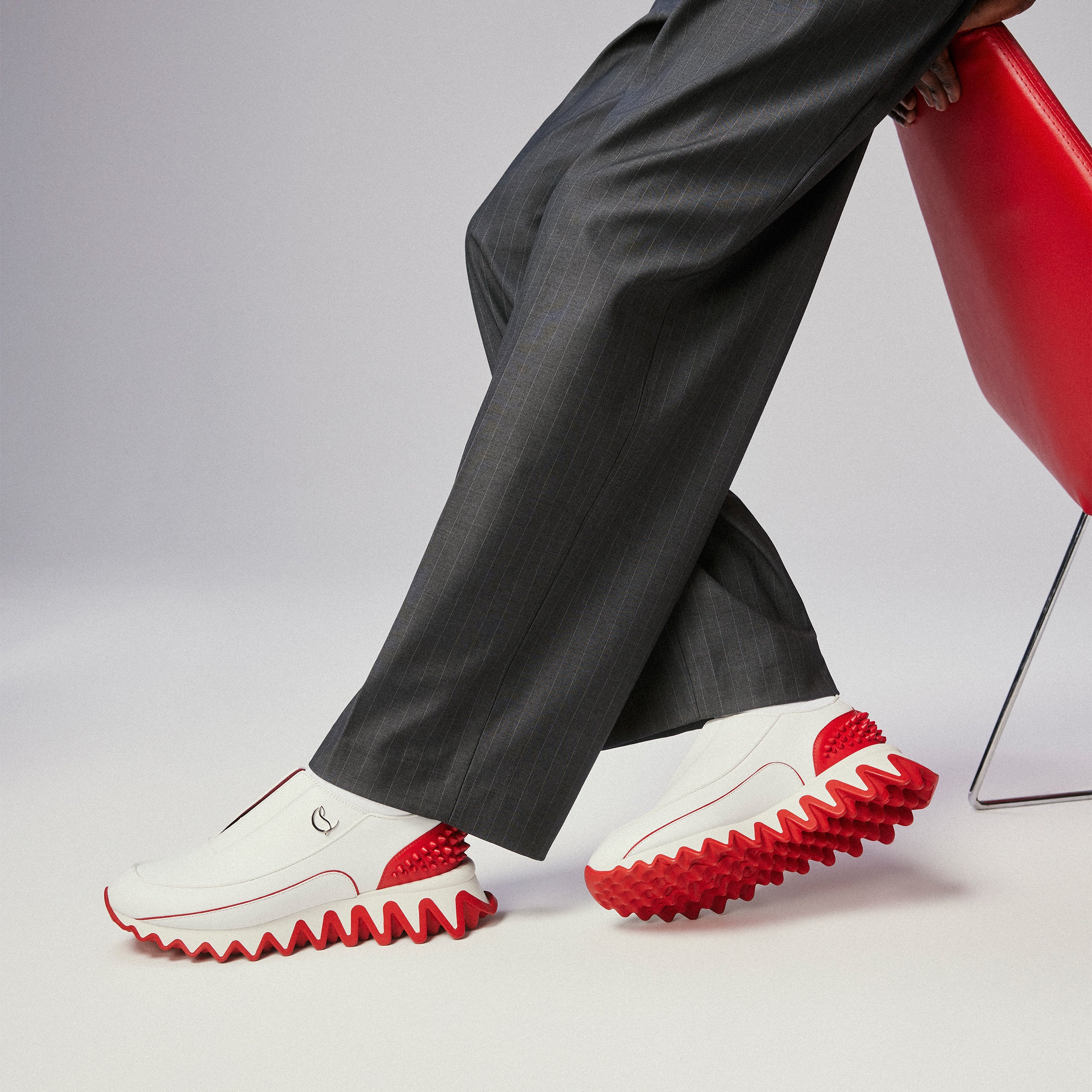 Christian Louboutin Sharkyloub Sp Spikes Men Shoes | Color White