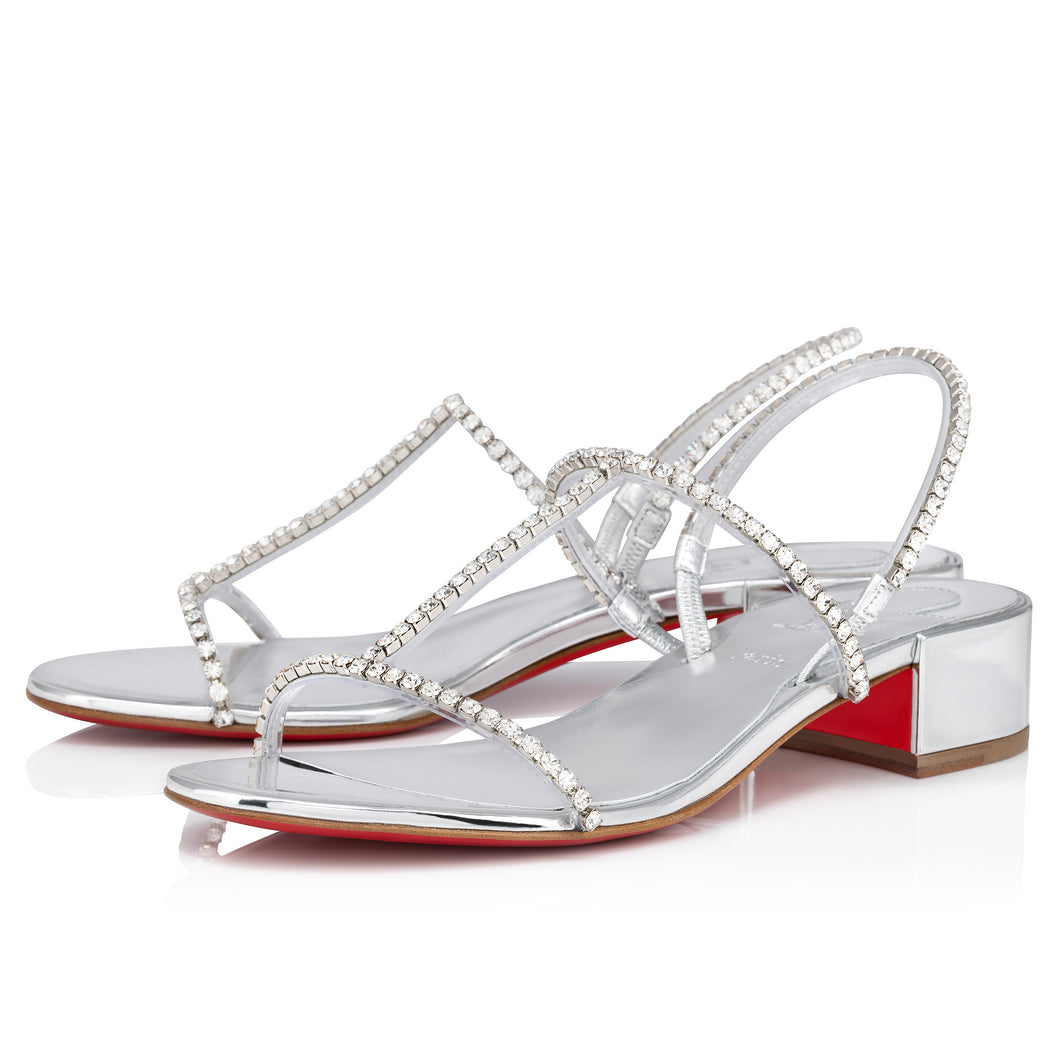 Christian Louboutin Simple Queenie Sandal Women Shoes | Color Silver