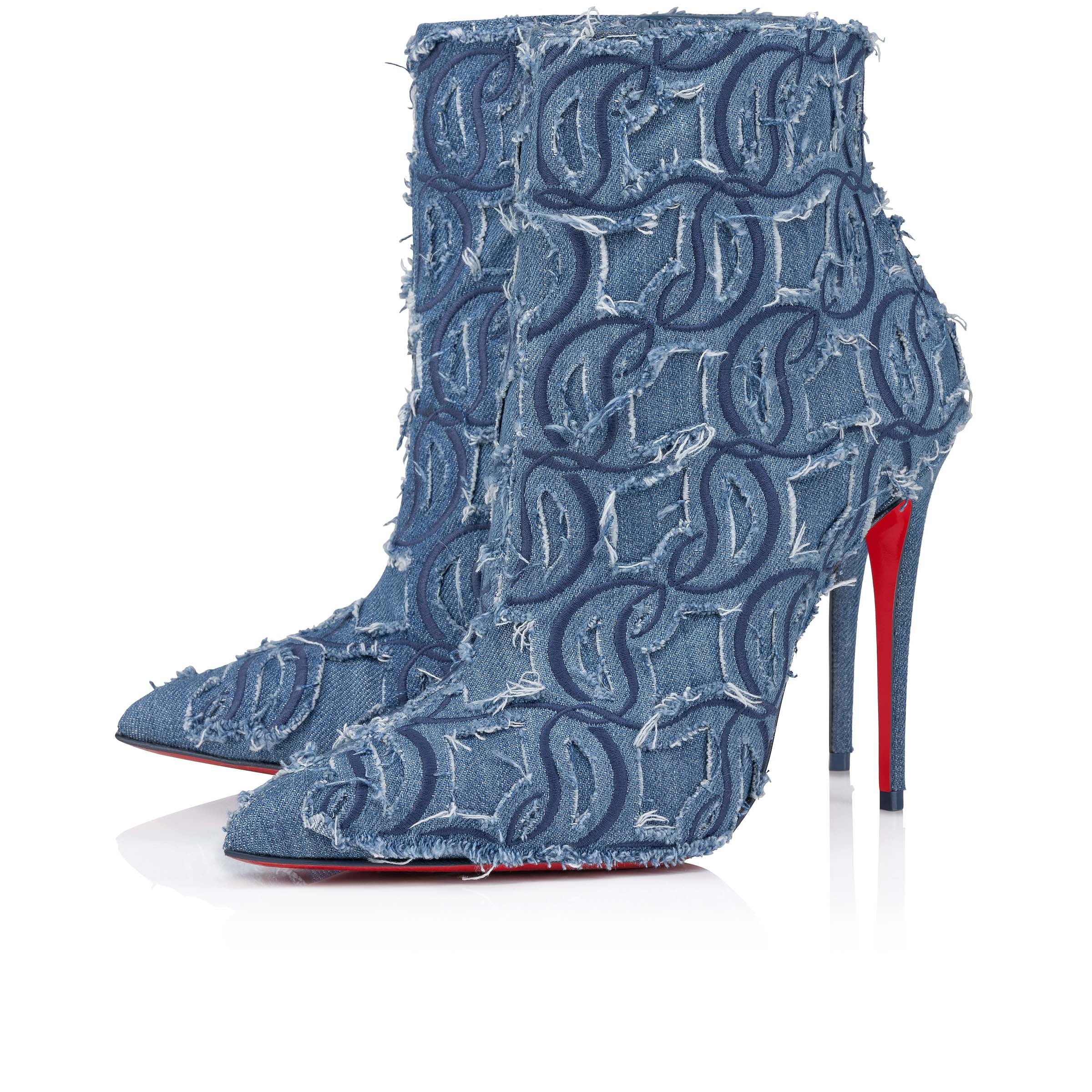 Christian Louboutin So Kate Booty Toile Denim Brodé Women Shoes | Color Blue