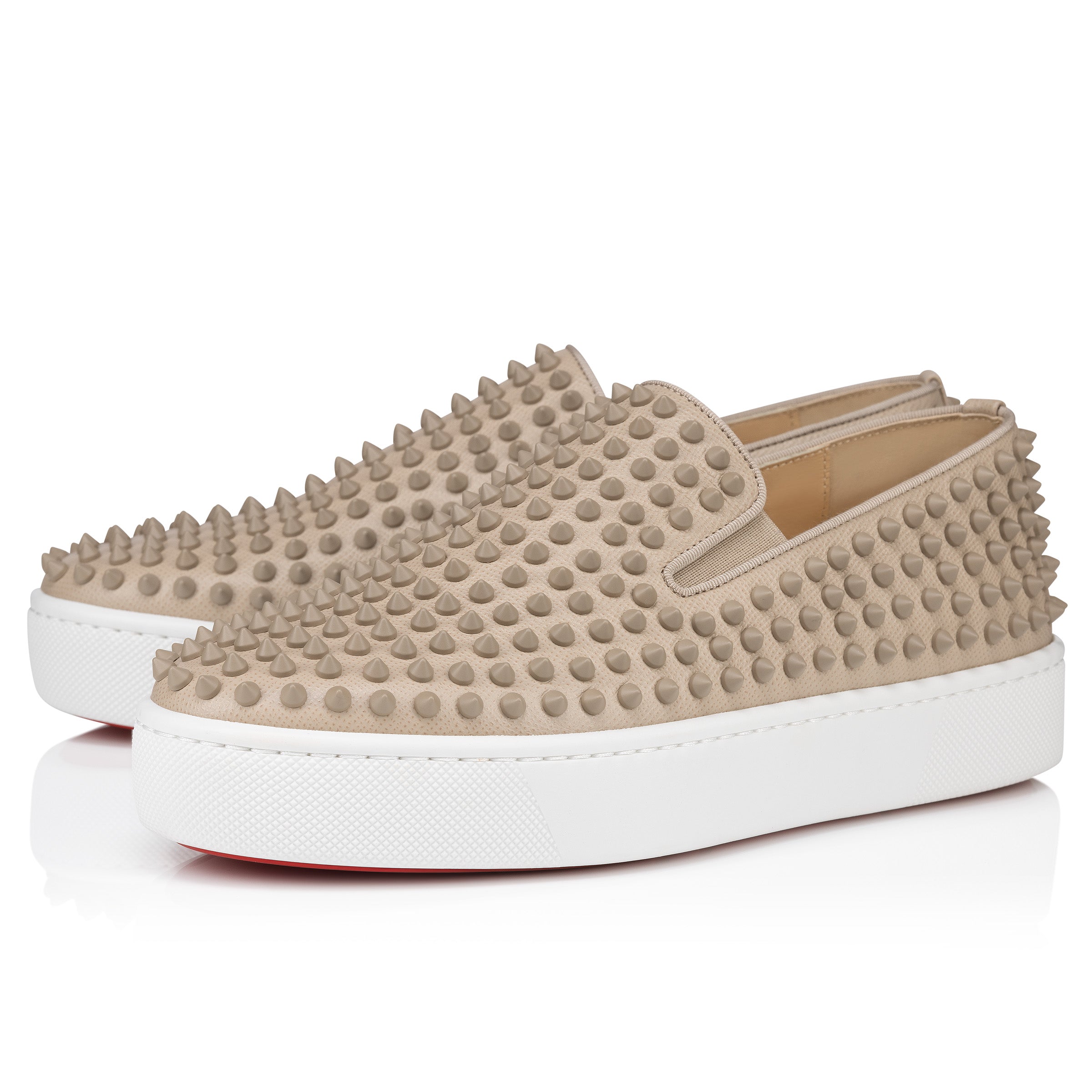 Christian Louboutin Spikeboat Men Shoes | Color Beige