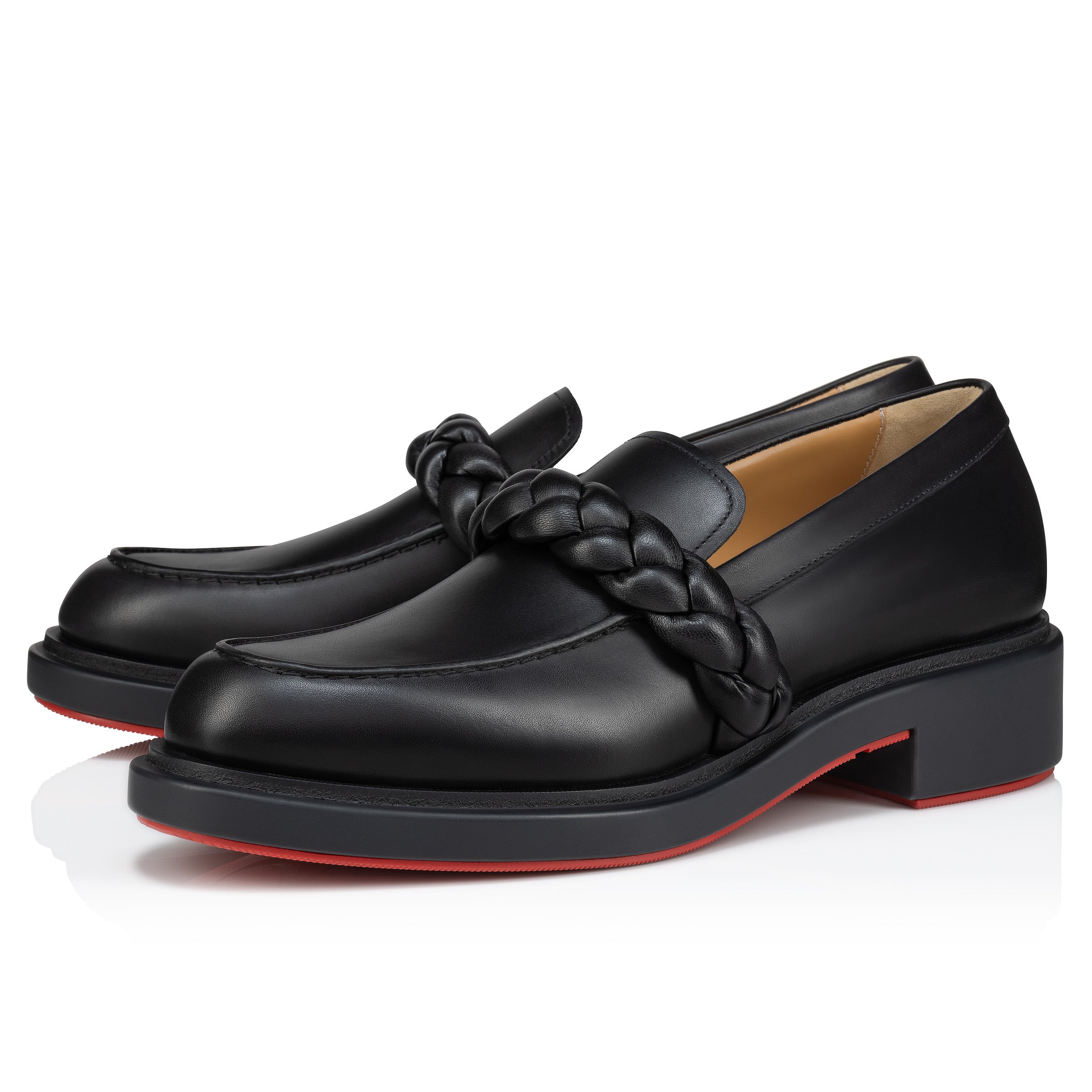 Christian Louboutin Urbino Moc Braid Men Shoes | Color Black