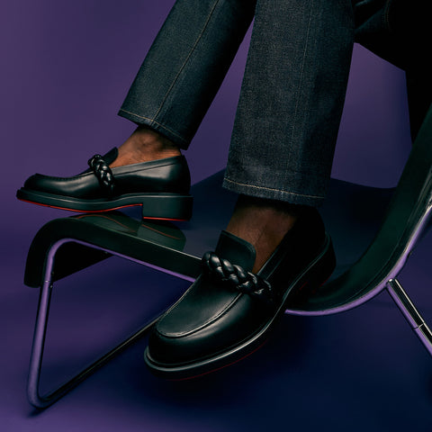 Christian Louboutin Urbino Moc Braid Men Shoes | Color Black