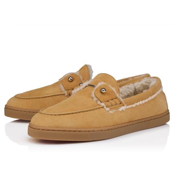 Christian Louboutin Chambeliboat Shearling Donna Women Shoes | Color Brown_new